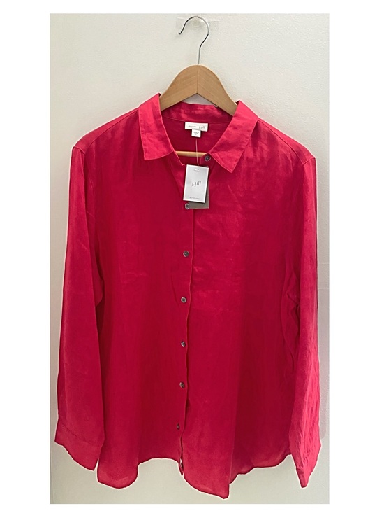 J. Jill Tops - NWT J.Jill 100% Linen Long Sleeve Button Down Shirt in Hibiscus Size Large